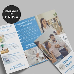 Health Care Brochure, Home Care Services Flyer, Trifold Pamphlet Template Canva, Caregiver Templates Marketing Brochure, Clinic Brochure