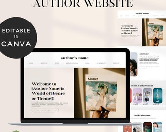 Canva Author Website, Romance Author Canva Website, Landing Page Website Template, Canva Website Template for Authors, Author Media Kit