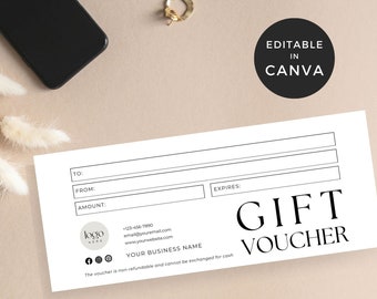 Gift Certificate for Cash, Editable Gift Certificate Template, Gift Voucher Template Canva, Editable Gift Coupon, Modern Gift Vouchers