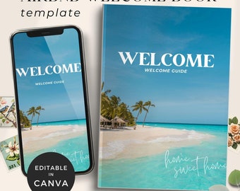 Airbnb Welcome Book Beach Coastal, Modern Digital Welcome Book Airbnb Canva, Interactive Digital Welcome Book, Vacation Rental Guide Book