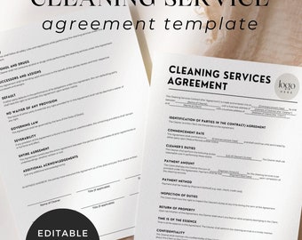 Hausputz-Service-Vereinbarung, Reinigungsvereinbarung, Gewerblicher Reinigungsvertrag, Reinigungsintake-Formular, Reinigung Business Canva Template