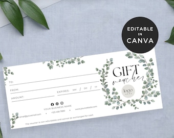 Vale-presente para esteticista, vale-presente para salão de beleza, modelo de vale-presente editável, modelo de vale-presente Canva, presentes de spa