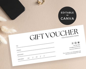 Gift Certificate Beauty Salon, Gift Voucher Template, Loyalty Cards Personalised, Editable Gift Coupon, Hair Salon Gift Certificate Template