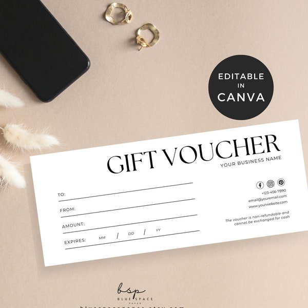 Gift Certificate Beauty Salon, Gift Voucher Template, Loyalty Cards Personalised, Editable Gift Coupon, Hair Salon Gift Certificate Template