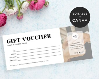 Printable Photography Gift Certificates, Editable Gift Certificate Template, Gift Voucher Template Canva, Business Gift Cards, Client Gifts