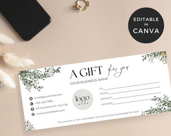 Hair Salon Gift Voucher, Printable Gift Certificate Salon, Editable Gift Certificate Template, Gift Voucher Template Canva, Client Gifts