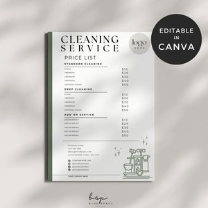 Cleaning Service Price Sheet, House Cleaning Business Template, Residential Cleaning Estimate, Cleaning Company Flyer, Commercial Cleaning