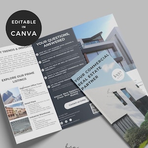 Commercial Real Estate Brochure Template, Property Brochure, Trifold Pamphlet Template Canva, Booklet Template, Real Estate Flyer Template