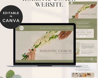 Canva Website Holistic Coach, Canva Website Builder, Life Coach Website Template, Wellness Coach Canva, Holistic Coach Website Landing Pages