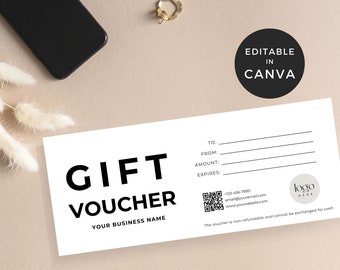 Fillable Gift Certificate, Editable Gift Certificate Template, Gift Voucher Template Canva, Loyalty Cards Personalised, Editable Gift Coupon