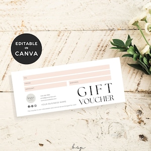 E-mail de chèque-cadeau Etsy, modèle de chèque-cadeau modifiable, modèle de chèque-cadeau Canva, bon-cadeau modifiable, bons-cadeaux modernes