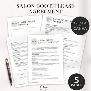 Salon Lease Agreement Template, Salon Booth Rental Agreement, Salon Lease Agreement, Salon Chair Rental, Beauty Salon Station Contract