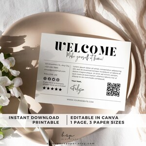 Welcome Cards for Airbnb, VRBO Welcome Template, Editable Rental Template, House Guest Welcome Pack, Airbnb Host Template, Welcome Guest