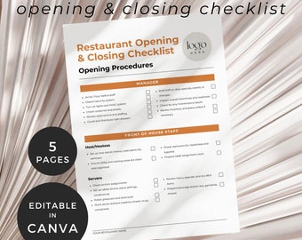 Lista de verificação para abertura e fechamento de restaurante, planejamento de lista de verificação para abertura e fechamento de garçons, gerente de restaurante, modelo de cronograma diário para negócios