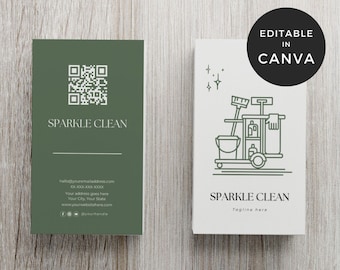 Digital Cleaning Business Card Template, Cleaning Company Business Cards, Business Cards for House Cleaning, Cleaning Services Business Card