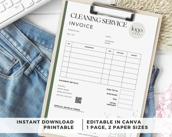 House Cleaning Invoice, Cleaning Service Invoice Template, Cleaning Business Documents, Residential Cleaning Estimate, Commercial Cleaning