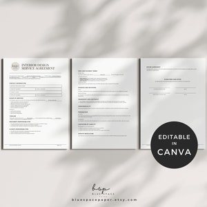 Contrato de serviço para designers de interiores Canva, Contrato de serviço de design de interiores, Contrato de acordo comercial de designer, Contrato de cliente