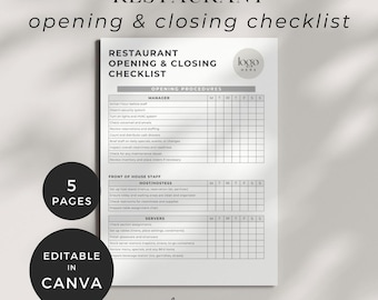 Lista de verificação para abertura e fechamento de restaurantes, planejamento de lista de verificação para abertura e fechamento de cafés, gestão de restaurantes, modelo de cronograma diário para empresas