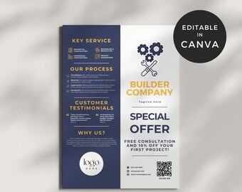 Marketing Flyer Construction, Contractor Flyer Template, Construction Company Marketing, Home Renovation, Handyman Flyer, New Home Builder