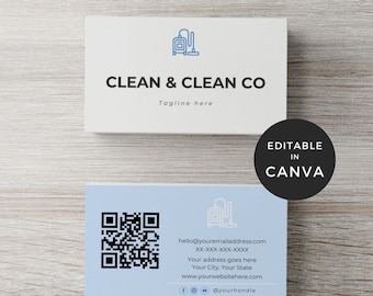 House Cleaning Business Cards, Cleaning Services Business Cards, Digital Cleaning Business Cards, Cleaning Company Business Cards Canva