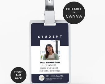 College Student ID Card Template Canva, Editable ID Badge, Customize ID Card, Printable School Id Badge Template, Homeschool Id Card Canva