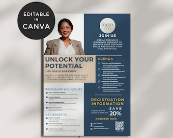 Coaching Workshop Flyer, Business Coach Flyer, Consultation Flyer, Entrepreneur Template, Workshop Flyer Template Business, Premade Business
