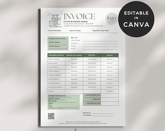 House Cleaning Invoice, Commercial Cleaning Invoice Template, Cleaning Business Forms, Cleaning Service Invoice Canva, Residential Cleaning