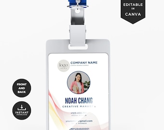 ID Card Template Canva, Editable ID Badge, Customize ID Card, Teacher Id Card Template, Employee Id Badge, Corporate Identity Template