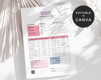 Event Planner Invoice Template, Event Planning Template, Editable Invoice Template, Small Business Invoice Template, Event Invoice Receipt