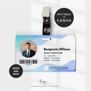 ID-badge met foto van werknemer, bewerkbare ID-badge, ID-kaartsjabloon Canva, ID-kaart aanpassen, Afdrukbare ID-kaart leraar, Huisstijl