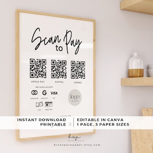 Zahlungsmittelschild, Marktzahlungsschild, Scan-to-Pay-Vorlage, 3 QR-Codeschild Pay, Handwerksmarktanzeige, Zahlungsschild für Kleinunternehmen