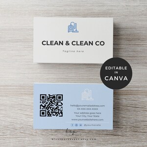 House Cleaning Business Cards, Cleaning Services Business Cards, Digital Cleaning Business Cards, Cleaning Company Business Cards Canva