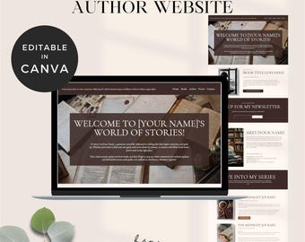 Site web Canva pour auteur, site web pour auteur de romans d'amour, page d'accueil pour auteur, livre auto-édité, modèle de site web pour écrivain, site web d'une seule page
