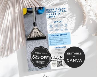 Flyer Template Carpet Cleaning, Professional Cleaning Flyer Template Canva, Commercial Cleaning Brochures, Residential Cleaning Marketing