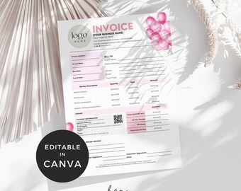 Balloon Artist Invoice, Event Decor Invoice Canva, Balloon Business Template, Event Decor Quote and Invoice Template, Balloon Arch Invoice