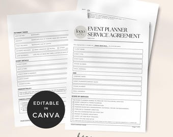 Event Planner Service Agreement, Event Decorator Contract Template, Event Planning Form, Event Planning Template, Event Coordinator Contract
