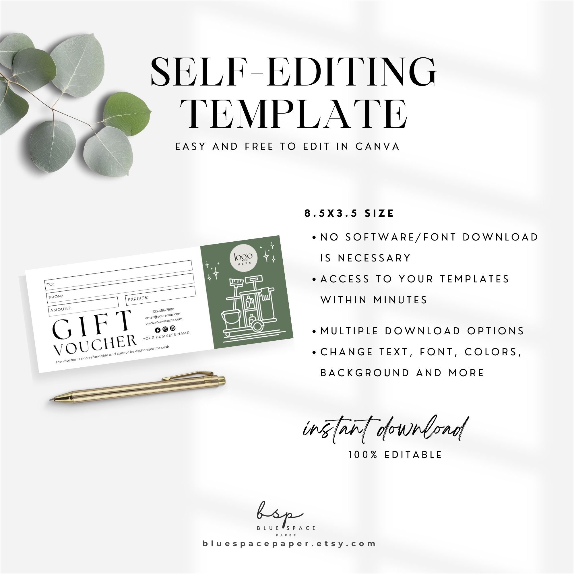 Cleaning Service Gift Certificate Gift Voucher Template Canva House