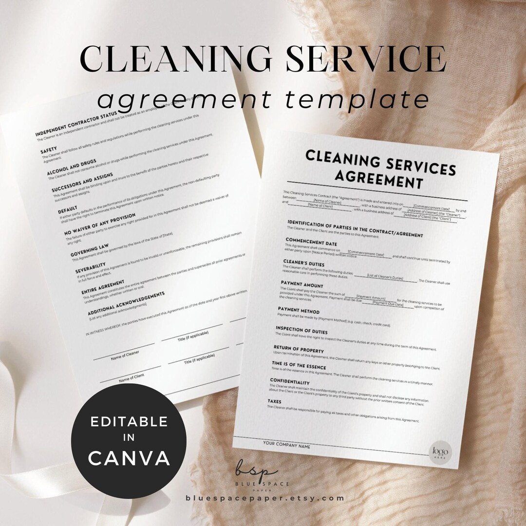 Cleaning Service Agreement, House Cleaning Service Agreement ...