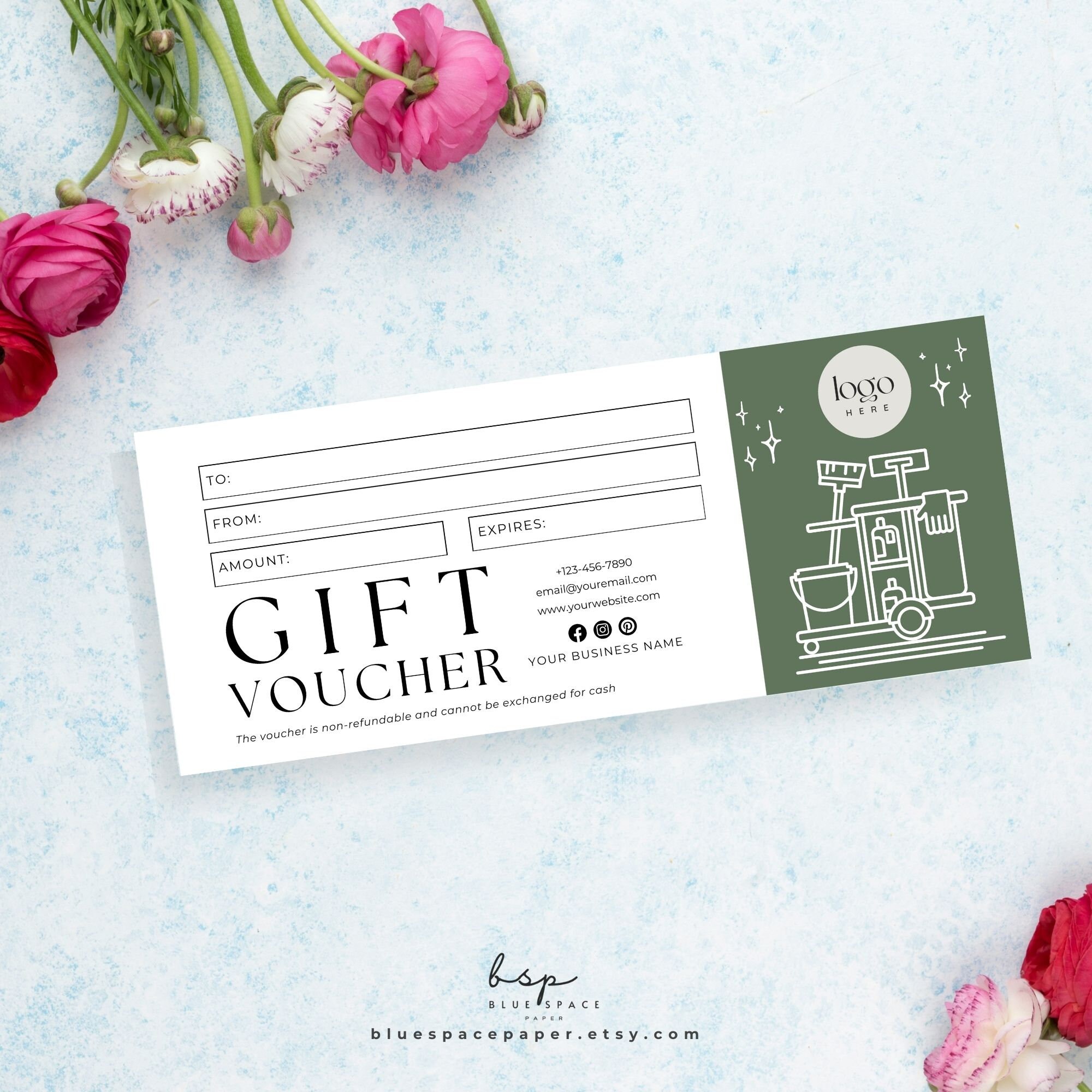 Cleaning Service Gift Certificate Gift Voucher Template Canva House