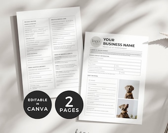 Pet Sitting Business Forms, Pet Sitter Agreement Template Canva, Cat Sitting Forms, Pet Service Contract Template, Dog Care Business Forms