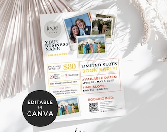Prom Photography Booking Flyer, Photoshoot Graduation Season Flyer, Photography Business Flyer, Graduation Photoshoot Customizable Template