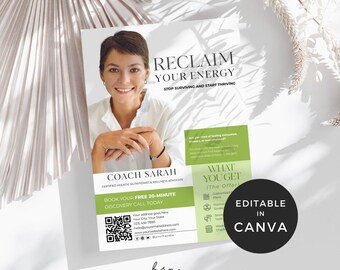 Health Coach Flyer, Mental Health Brochure Template, Health and Wellness Canva Templates, Nutrition Coach Flyer, Holistic Therapy Poster