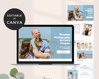 Professional Photographer Website Canva Template, Family Photographer Landing Page, Photography Funnel sales Page, Portfolio Website Page