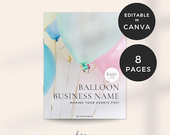 Balloon Artist Price Sheet, Balloon Arch Price List, Event Balloon Menu Canva Editable, Balloon Business Template, Balloon Decor Pricing