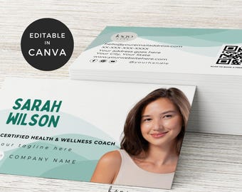 Health Coaching Business Card, Health and Wellness Canva Template, Coach Business Card Template, Mental Health Marketing, Coaching Services