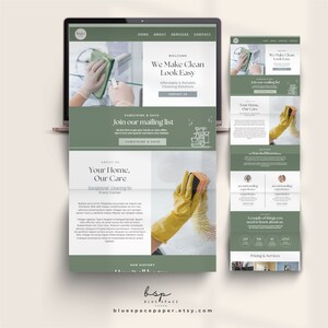 Website template cleaning service canva template