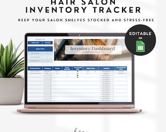Salon Inventory Tracker, Beauty Business Bookkeeping Google Sheets, Hair Salon Supply List for Shops, Salon Business Management Template