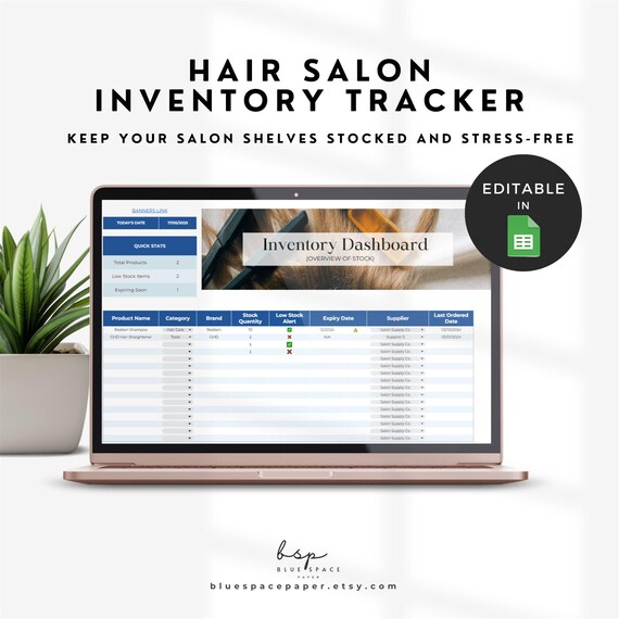 Salon Inventory Tracker, Beauty Business Bookkeeping Google Sheets