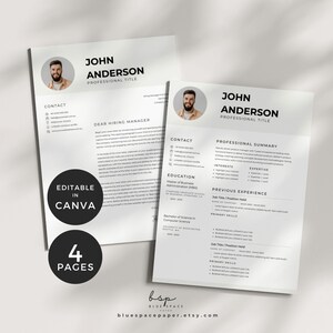 Project Manager Resume, Program Management Resume Minimalist, Professional CV Resume and Cover Letter Bundle Template Canva, PMO Resume