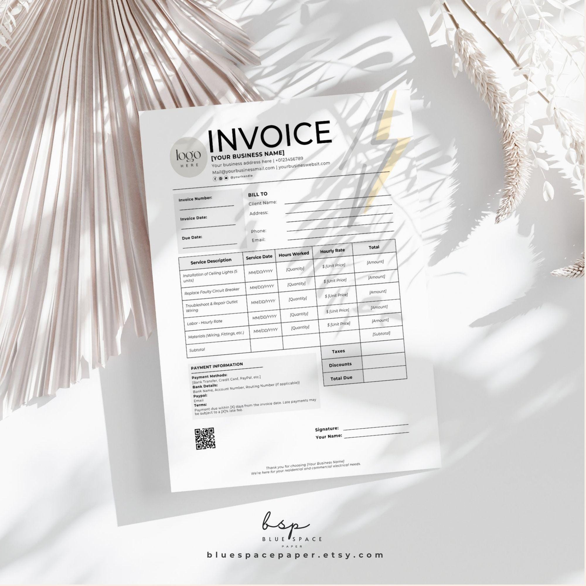 Electrical Contractor Invoice Template, Construction Invoice Template ...
